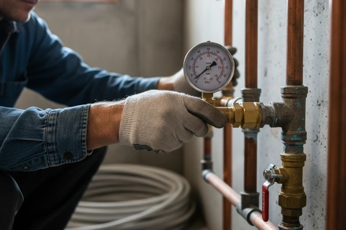 Pressure testing a repaired line during Water Line Repair in Silverthorne